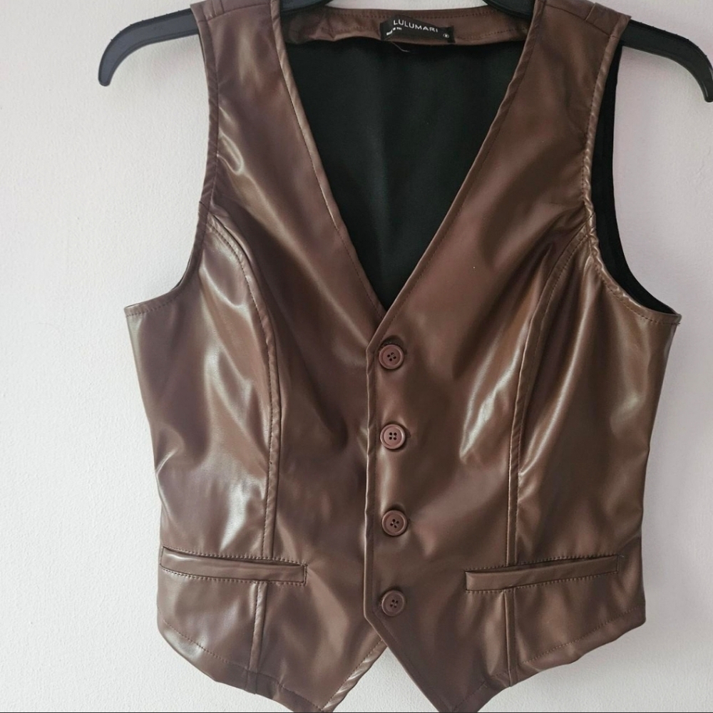Lulumari Brown Button Up Vest NWOT